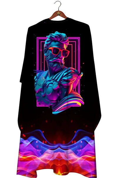 Genel Markalar Penuar Neon Berber Önlüğü Digital Neon Baskılı Zeus Erkek Kesim Önlüğü 2025 New TBF Penuar