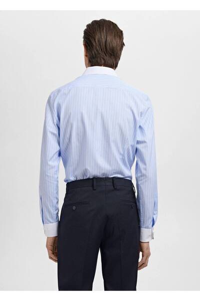 MANGO Man Çizgili slim fit kumaş gömlek