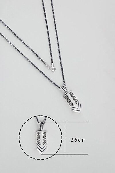 So CHIC... Siyah Taşlı Gümüş Erkek Arma Kolye