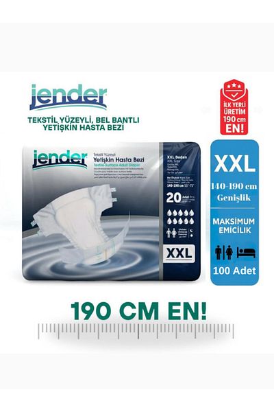 JENDER Patient Diapers with Waist Tape XXL 20 Pack of 6