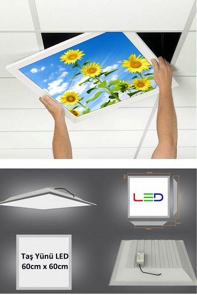 Gökyüzü Panel Hanging Ceiling LED-60cmx60cm-flush Mount-54w-6500k-led Panel-led Luminaire-60x60 Stone Wool Hanging Ceiling LED-a+