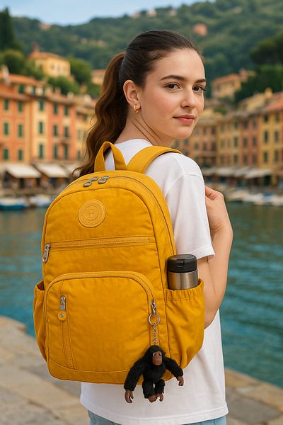 Rosso Collina Țesătură Crinkle Unisex - Rucsac de călătorie hidrofug, supradimensionat, cu mai multe compartimente