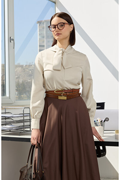 Fatma Atasoy Fiyonklu Basic Gömlek Taş