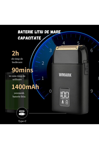 BIRAI Professional Electric Shaver BIRAI, 8100 RPM, Cordless, Rechargeable Battery, Waterproof, LCD Displa