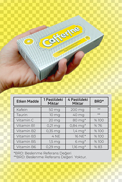 Genus Pharma Cafferine Pastil Cafferine, Kafein, Taurin, C Vitamini Ile Yorgunluğa Karşı Enerji Artırıcı Pastil 2li Avantaj