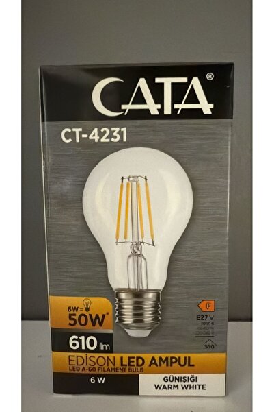 Cata 6w Filament Led Ampul 5 Li Paket E-27 Duylu Ct4231