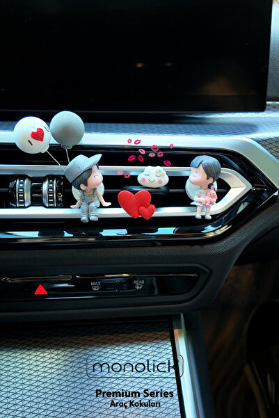 Monolick Premium Sevimli Şapkalı Çift Animasyonlu Balonlu Araba Oto Klima Araç Koku Seti (10 ML LİKİT ESANS)