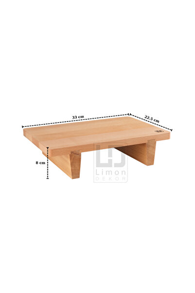 Limon Dekor Masif Kayın Yüksek Ayaklı Servis ve Doğrama Tahtası – 33x22.5x8 c...