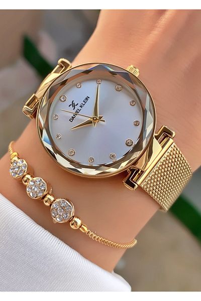 Daniel Klein Gold Color 2 Years Warranty Women's Wristwatch Bracelet