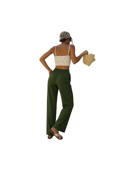FİDAN FASHİON Fidan L Elastic Pocket Detailed Trousers