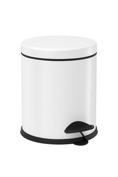 MultiStore White 4-Piece Bathroom Set Set Pedal Trash Can Wc Toilet Brush Soap Dispenser Toothbrush Holder