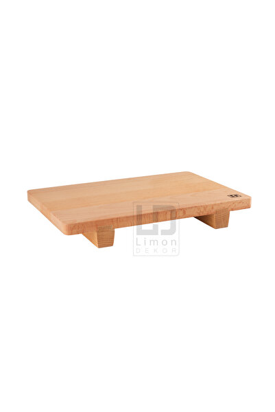 Limon Dekor Masif Kayın Ayaklı Servis ve Doğrama Tahtası – 33x22.5x4.5 cm | Doğal Ahşap, El Yapımı