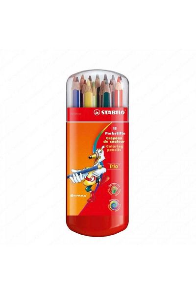 Stabilo Trio Zebrui 15 Pack Triangle Thick Dry Crayons
