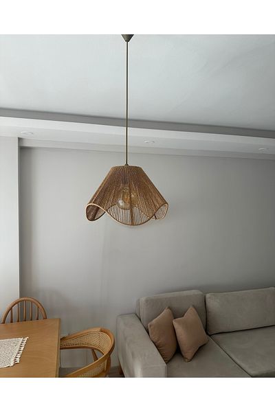 KorFam Wicker Handmade Bohemian Asymmetrical Shaped Rustic Chandelier