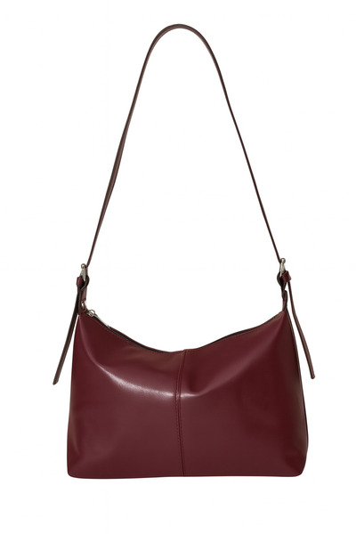 MODA حقيبة كتف نسائية واسعة مبطنة باللون الأحمر الداكن من مترو