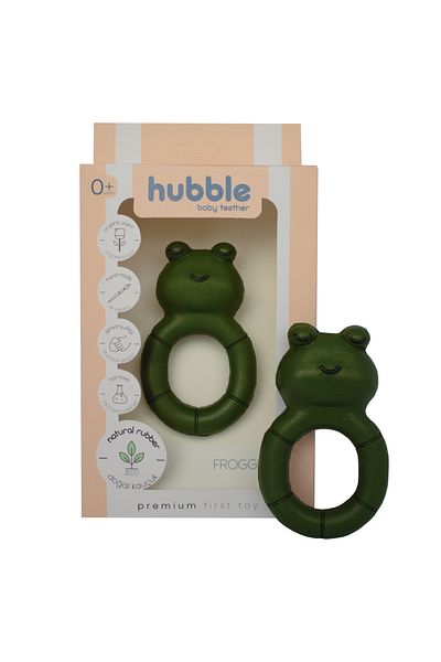 Hubble Baby Teether and Toy - Frog Ring Teether (100% Natural Rubber)