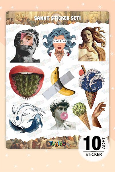TUGİBU مجموعة ملصقات فنية، ملصق بطابع فني، 10 قطع فنية، ملصق فني