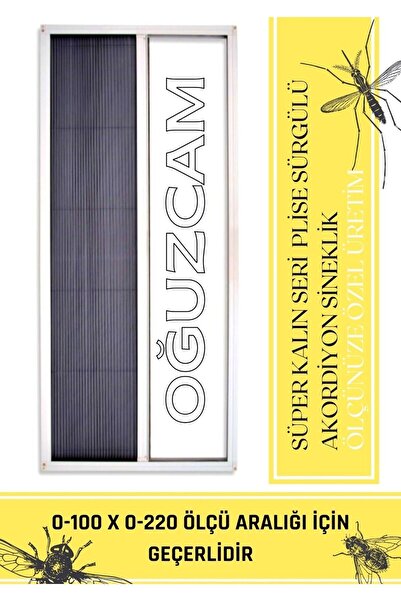 OğuzCam Plise Pileli Sürgülü Akordiyon Katlanır Kapı Sinekliği 0-100 X 0-220 ...