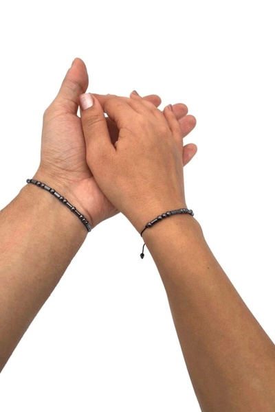 Feans مورس الأبجدية الهيماتيت الحجر الطبيعي نموذج حبل سوار Ma110