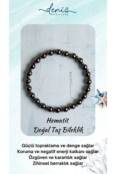 DENİZ Certified Hematite Natural Stone Bracelet