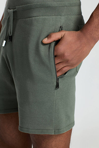 Hemington Lace-Up Embroidery Logo Khaki Knitwear Shorts