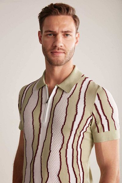 Hemington Green Mercerized Cotton Knitwear Polo with Stripe Detail