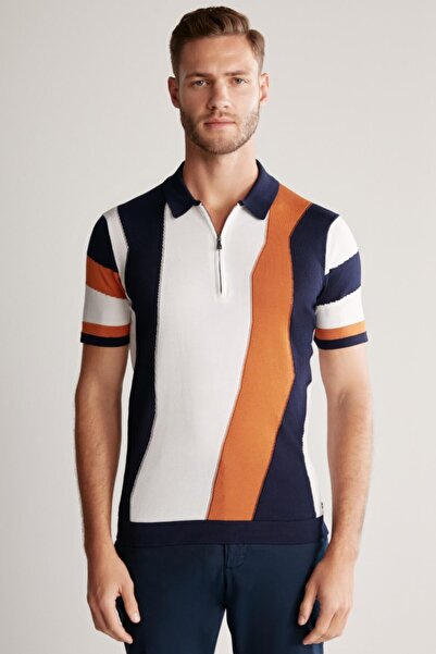 Hemington Fermuar Detaylı Lacivert Merserize Pamuk Triko Polo