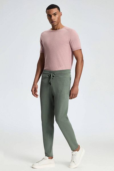 Hemington Lace-Up Khaki Slim Fit Knitwear Trousers