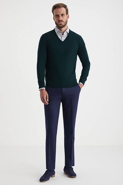 Hemington V-Neck Emerald Green Merino Wool Sweater