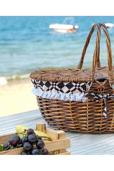 vanilinkitchen Wicker Picnic Basket Oval