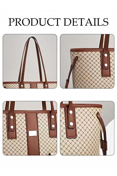 Generic 3PCS Tote Bag Set for Women Large Capacity Hand Shoulder Bag with Adjustable Drawstring