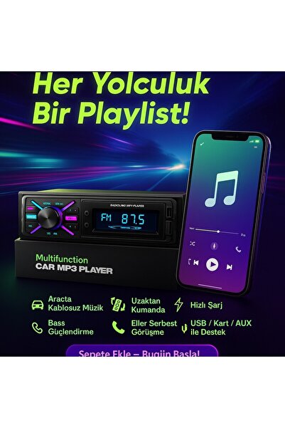 CARBOON Hızlı Şarjlı 2usb Oto Teyp Bluetooth Rca Sd Aux 2 Yıl Garantili 950bt