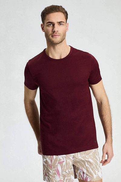 Hemington Crew Neck Burgundy Basic T-Shirt