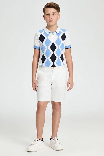 Hemington White Cotton Chino Kids Bermuda Shorts