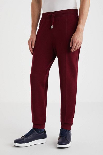 Hemington Burgundy Merino Wool Activewear Knitwear Trousers