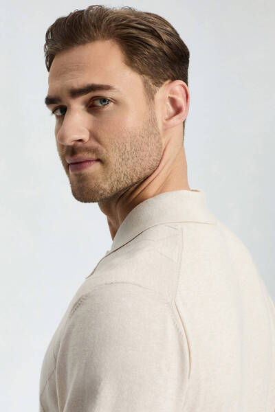 Hemington Baklava Pattern Giza Cotton Cream Color Knitwear Polo