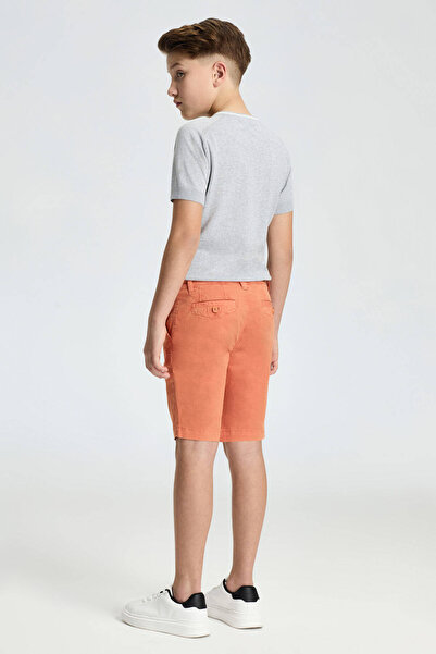 Hemington Orange Cotton Chino Kids Bermuda Shorts