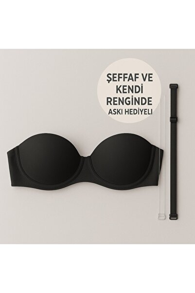 Pierre Cardin Siena Micro Straplez Sırt Dekolte Sütyeni – Balenli Dolgusuz Renge Renk ve Şeffaf Omuz Askı Hediyeli