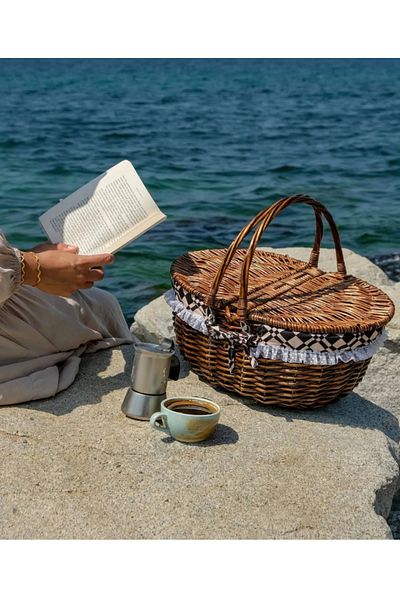vanilinkitchen Wicker Picnic Basket Oval