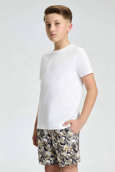 Hemington White Crew Neck Basic Children's T-Shirt