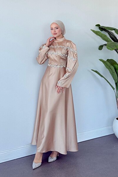 HAZA MODA Yolansa Abiye Bej