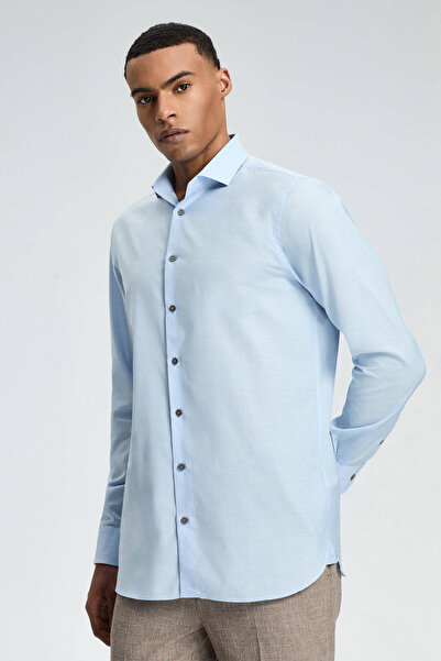 Hemington İpek Pamuk Karışımlı Mavi Gömlek