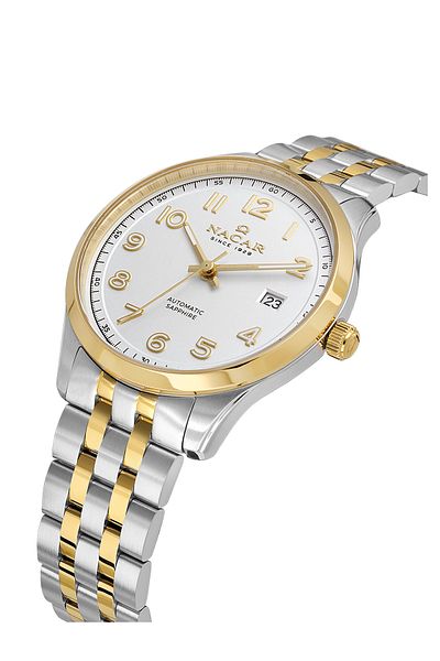 Nacar Sapphire Glass Classic Silver - Gold Men's Watch Nc42-299358-Cwm