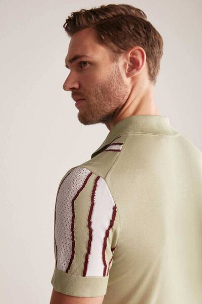 Hemington Green Mercerized Cotton Knitwear Polo with Stripe Detail