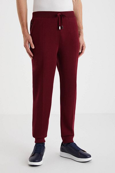 Hemington Burgundy Merino Wool Activewear Knitwear Trousers