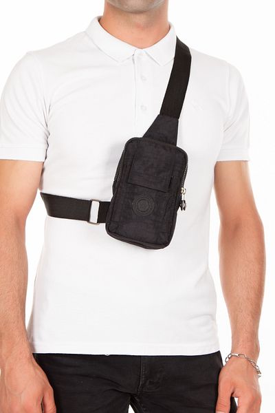 Newish Black Linen Fabric Waistcoat Crossbody and Shoulder Bag with Phone Compartment New203