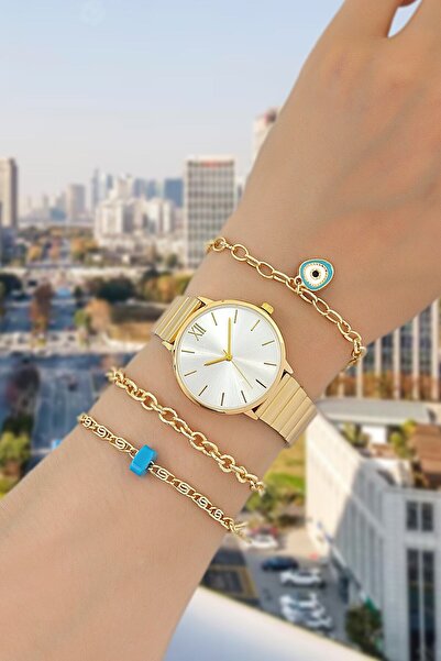 SPECTRUM PREMİUM ساعة يد نسائية وسوار من سلسلة سبيكتروم بريميوم بهيكل معدني ذ...