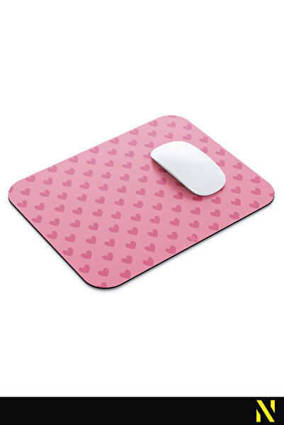nilizma Pembe Renkli Kalpli Desenli Ergonomik Mouse Pad, Kaymaz Yüzey ile Ev ve Ofis Kullanımı için İdeal