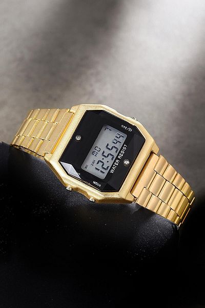 Newera Watch ساعة اليد الرقمية نيويرا ريترو ستايل بسوار معدني وحجر Umr410034