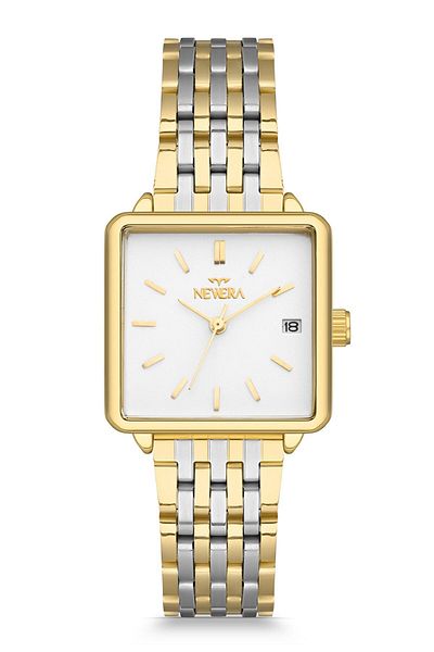 Newera Watch Square Women's Wristwatch with Metal Strap Calendar Nww00005